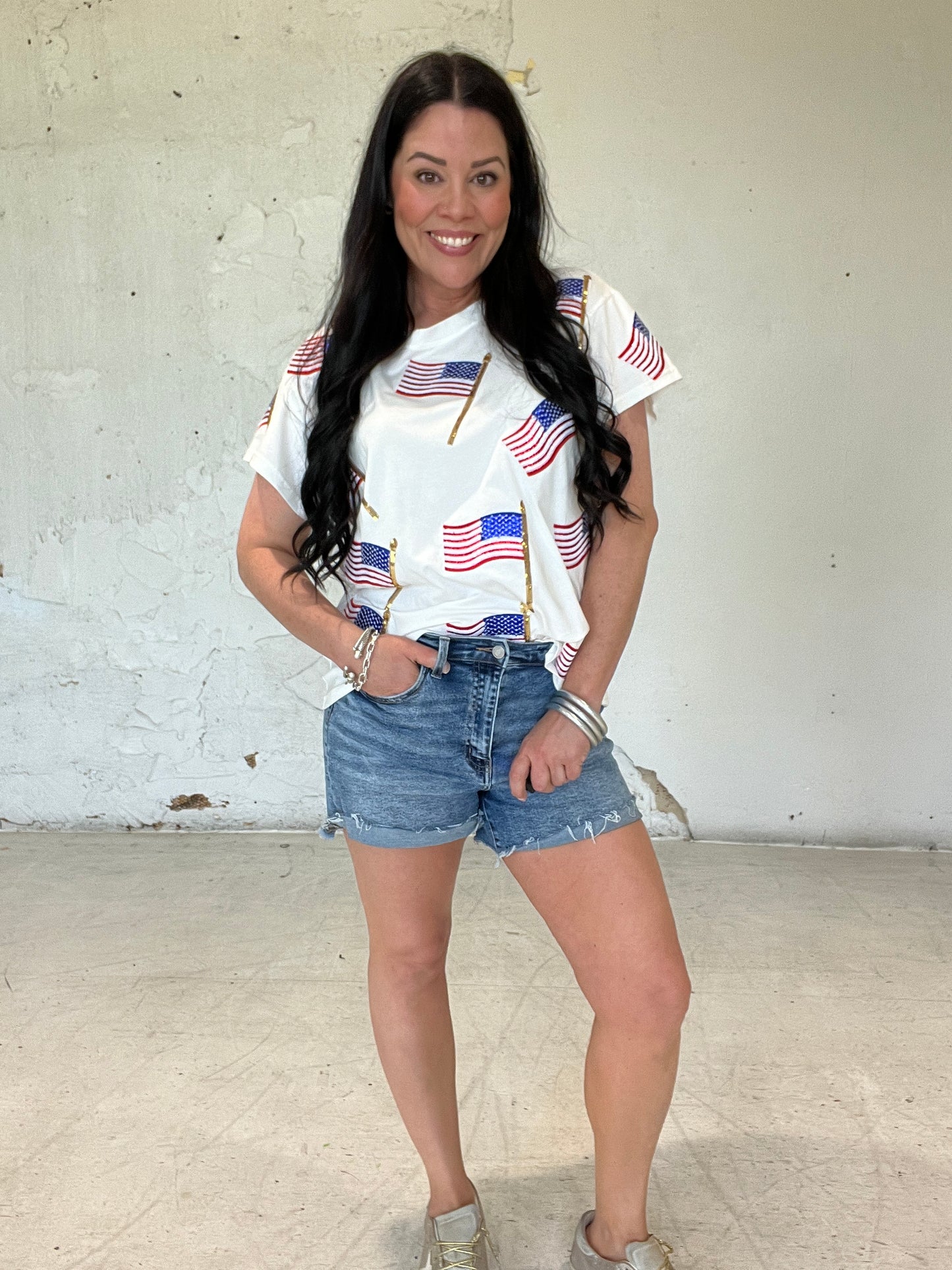 Sweet Land of Liberty Flag Tee by Queen of Sparkles